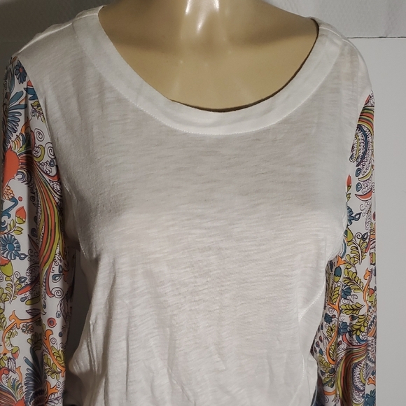 Anthropologie Maybelle Tied-sleeve top Paisley Sleeve Size M - Picture 4 of 15